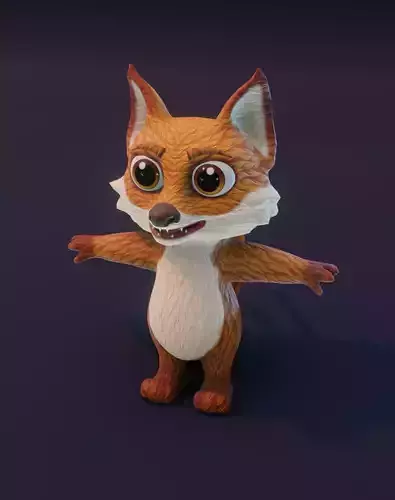 Cartoon Fox 3D Model Low-poly 3D model