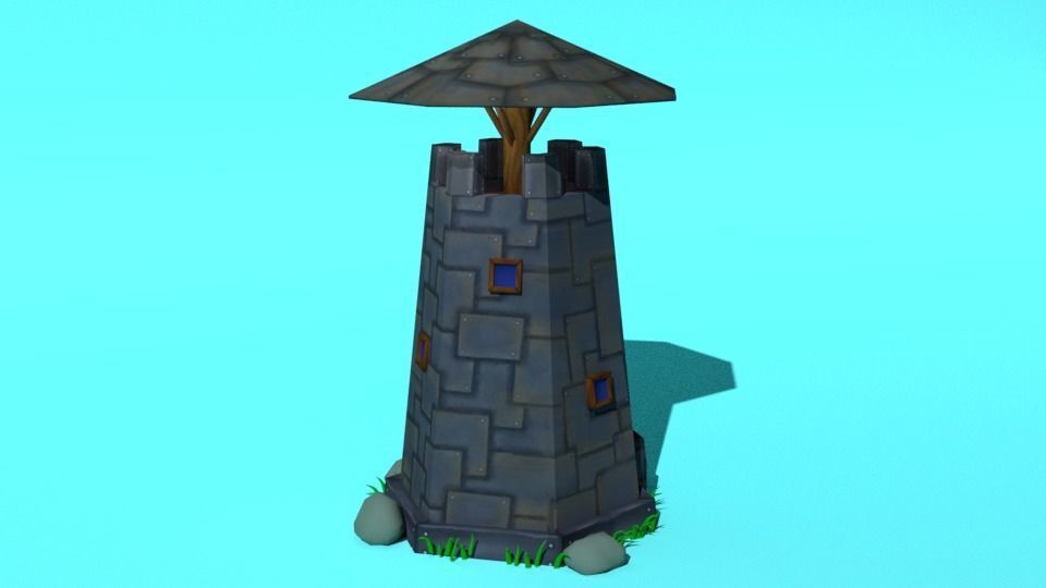 Tower Iron low-poly for mobile game strategy or rts Low-poly 3D model_3