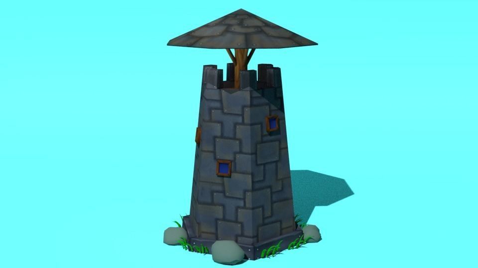 Tower Iron low-poly for mobile game strategy or rts Low-poly 3D model_2
