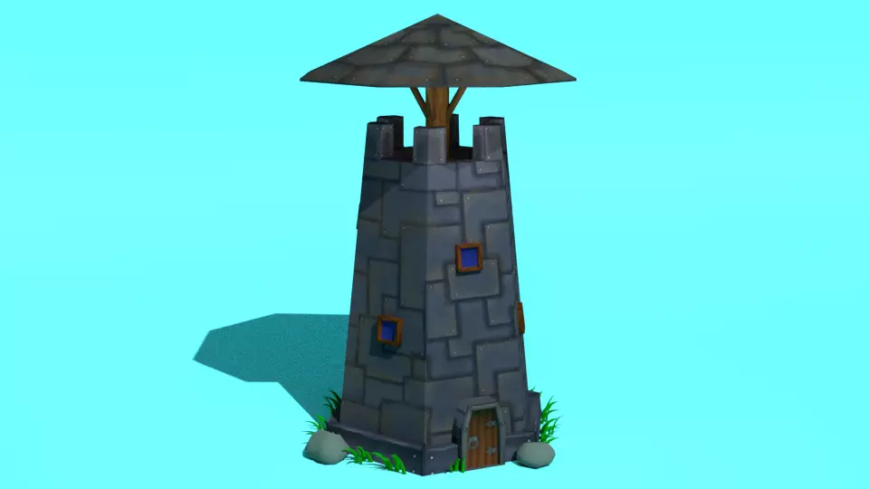 Tower Iron low-poly for mobile game strategy or rts Low-poly 3D model_0