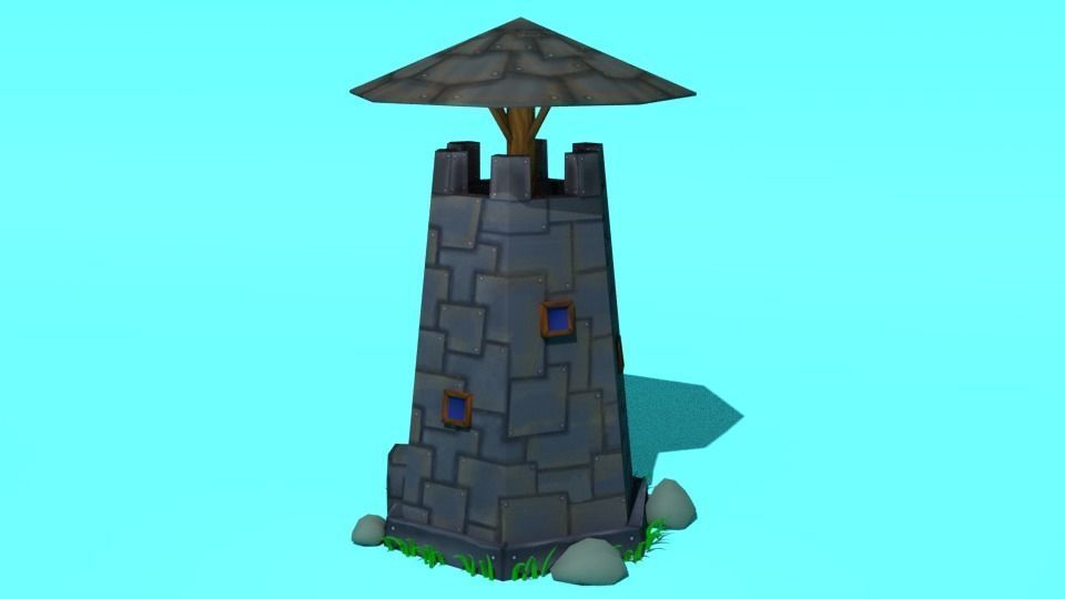 Tower Iron low-poly for mobile game strategy or rts Low-poly 3D model_1