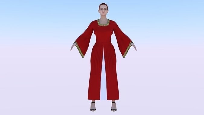 Woman in a Dress 011 Low-poly 3D model