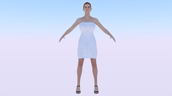 Woman in a Dress 012 Low-poly 3D model