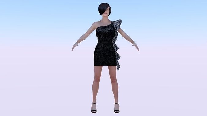 Woman in a Dress 014 Low-poly 3D model