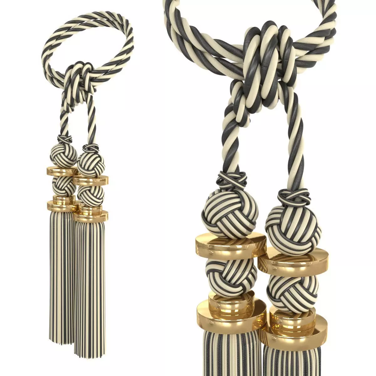 Curtain tassel tieback twisted rope 3D model_0