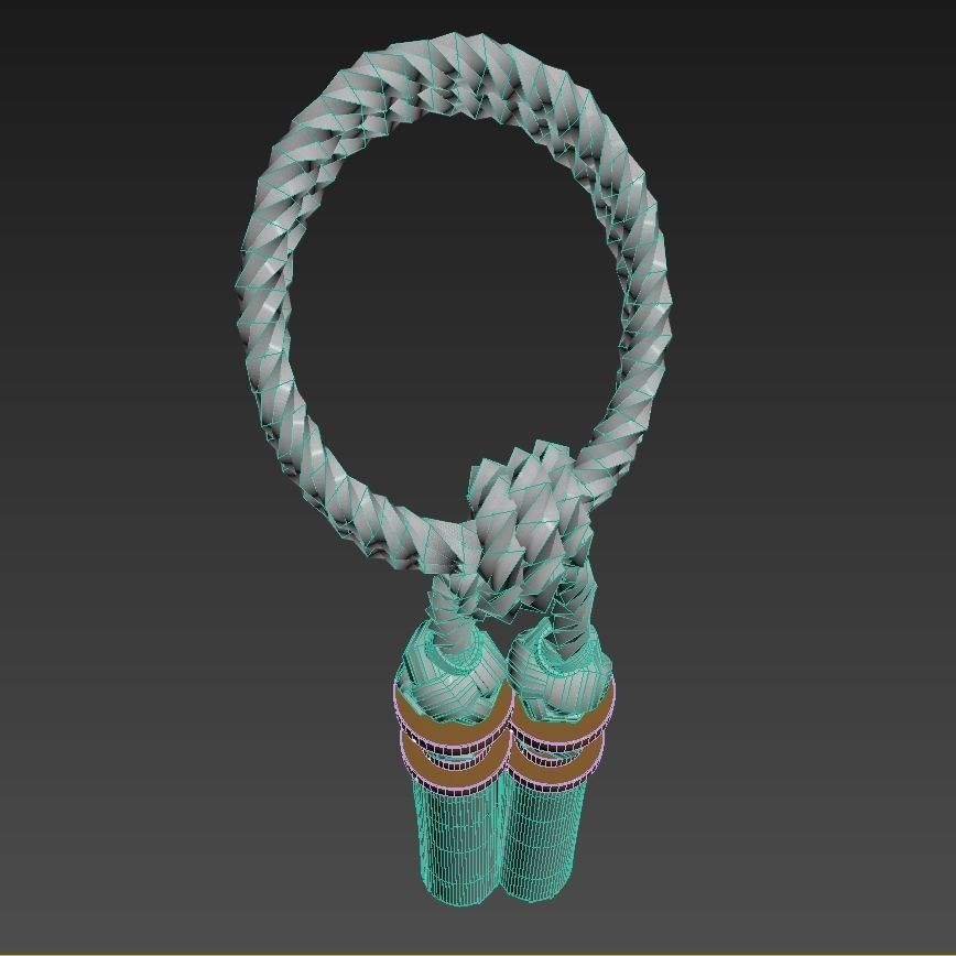 Curtain tassel tieback twisted rope 3D model_8