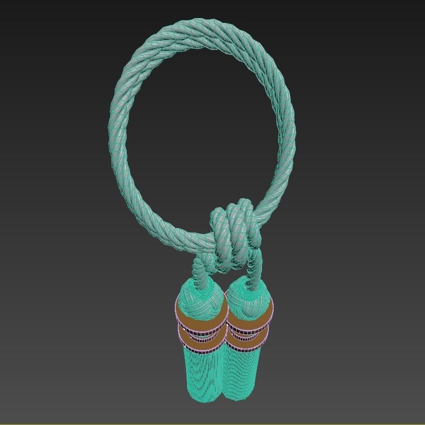 Curtain tassel tieback twisted rope 3D model_9