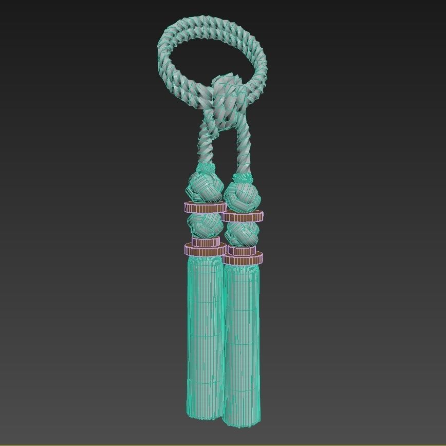 Curtain tassel tieback twisted rope 3D model_7
