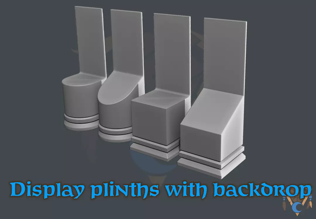 DISPLAY PLINTHS WITH BACKDROP 3D print model_0