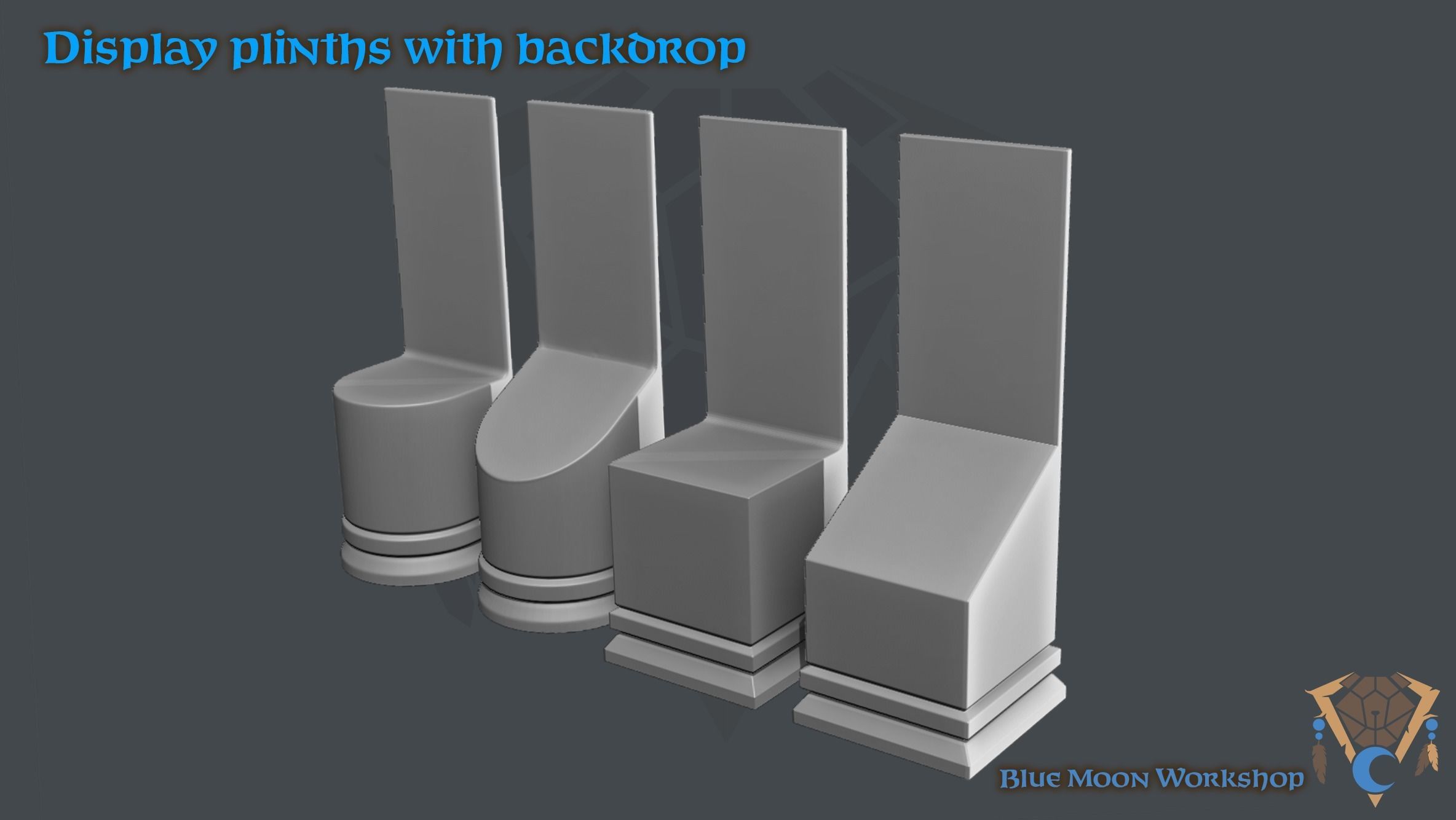 DISPLAY PLINTHS WITH BACKDROP 3D print model_1