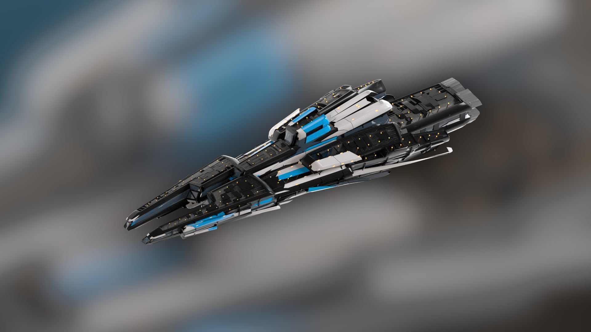 Lowpoly Sci-Fi Spaceship Sci fi Space Craft 40 Low-poly 3D model_6