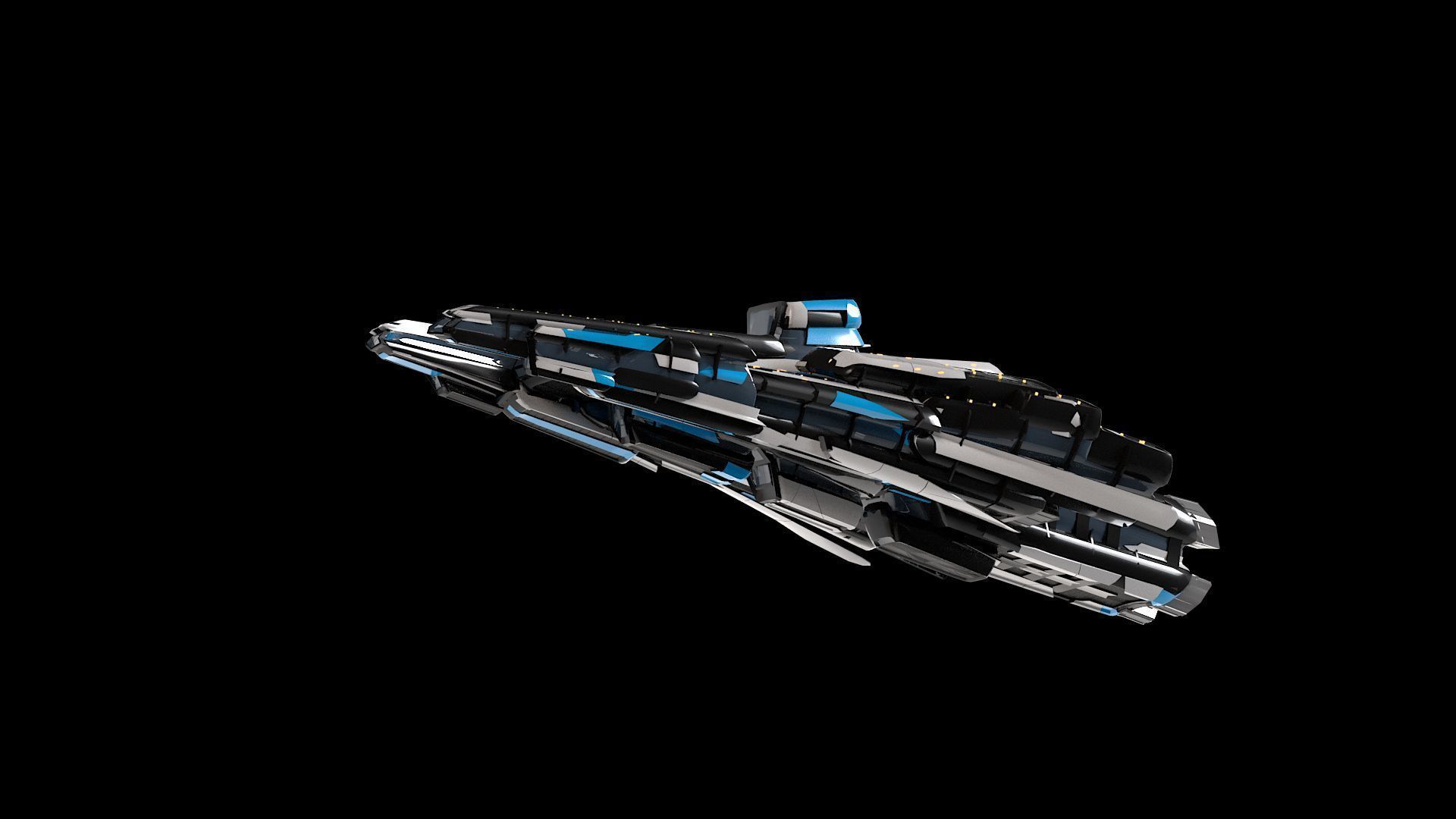 Lowpoly Sci-Fi Spaceship Sci fi Space Craft 40 Low-poly 3D model_7