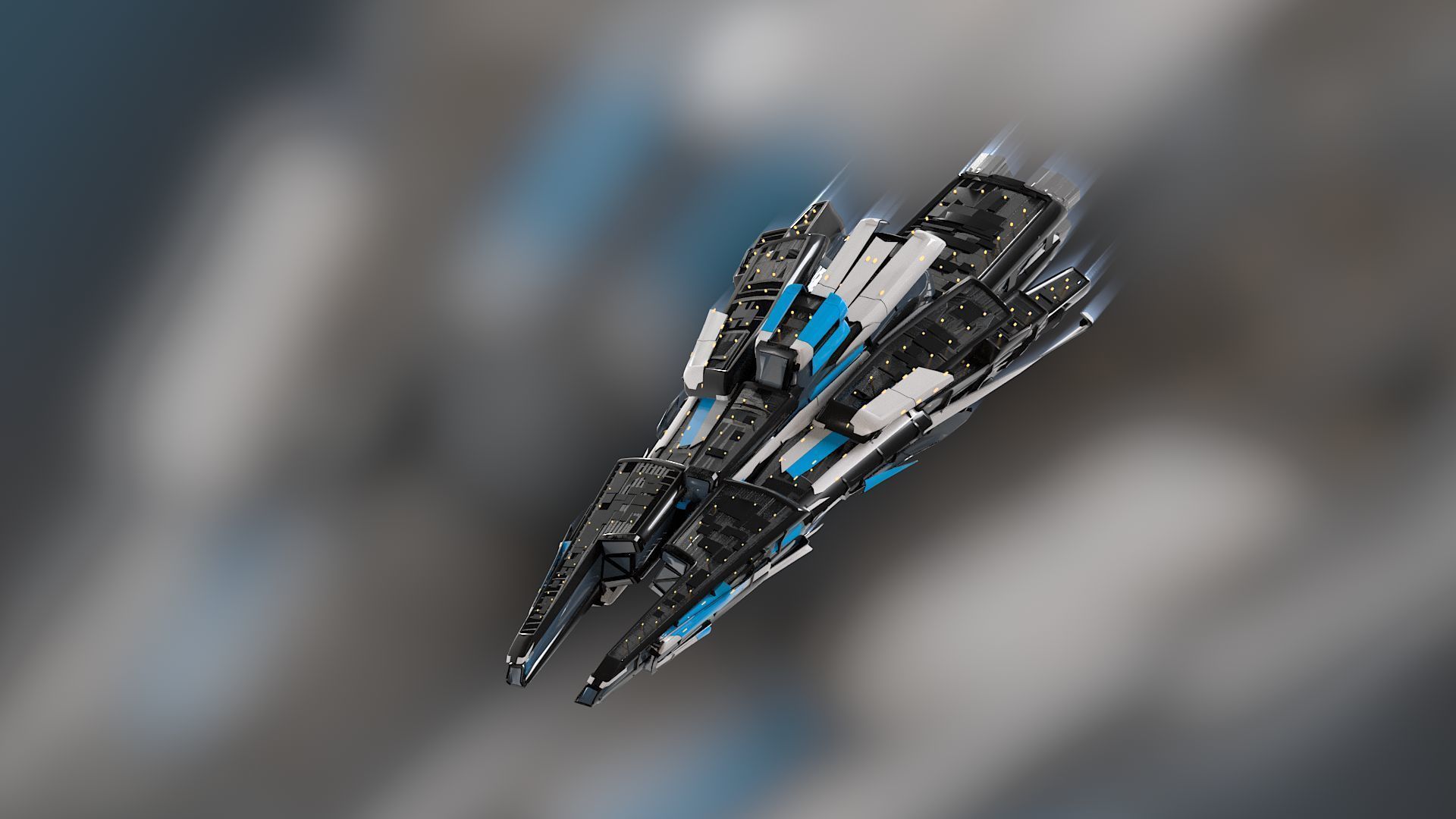 Lowpoly Sci-Fi Spaceship Sci fi Space Craft 40 Low-poly 3D model_1