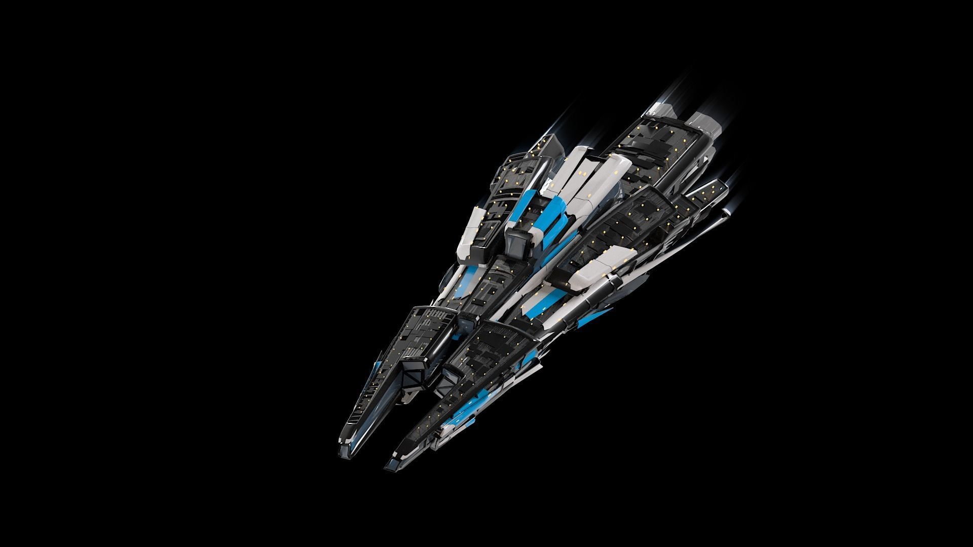 Lowpoly Sci-Fi Spaceship Sci fi Space Craft 40 Low-poly 3D model_5