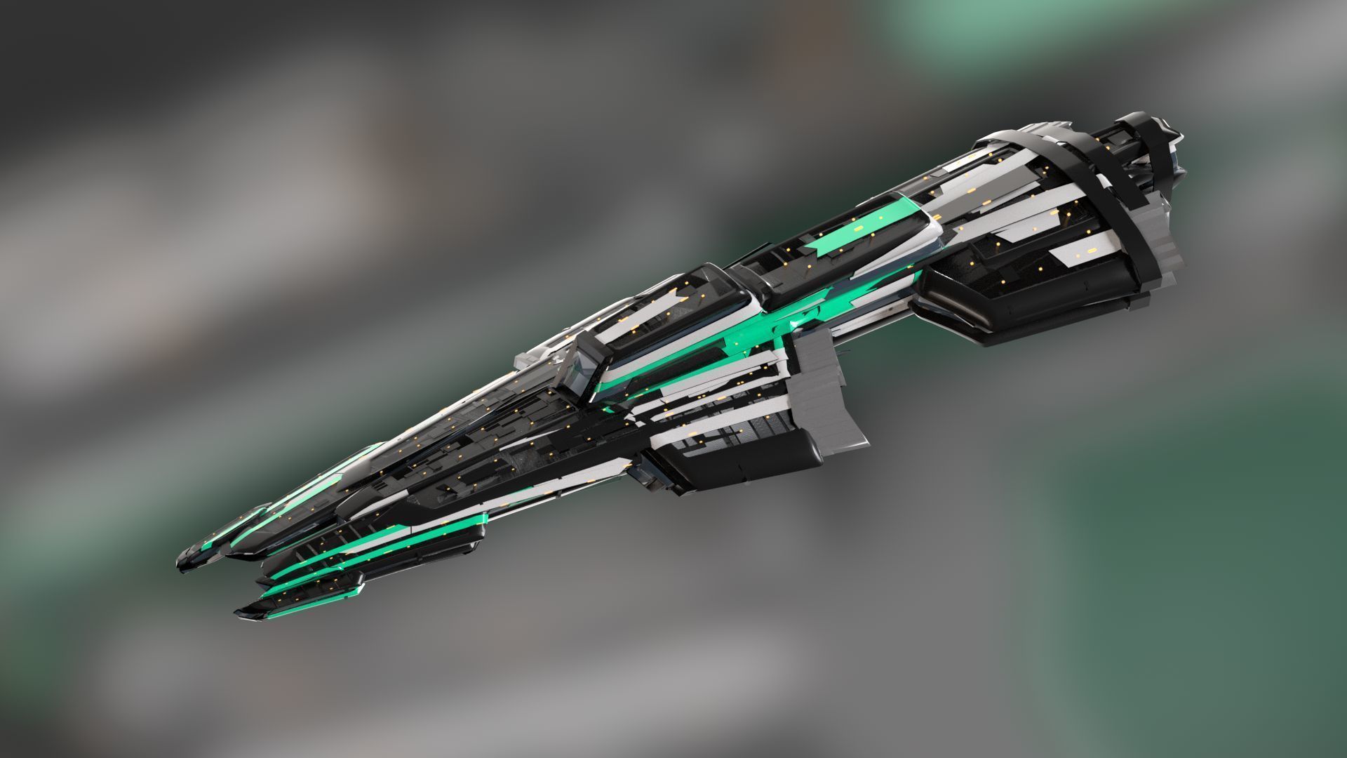 Lowpoly Sci-Fi Spaceship Sci fi Space Craft 33 Low-poly 3D model_6