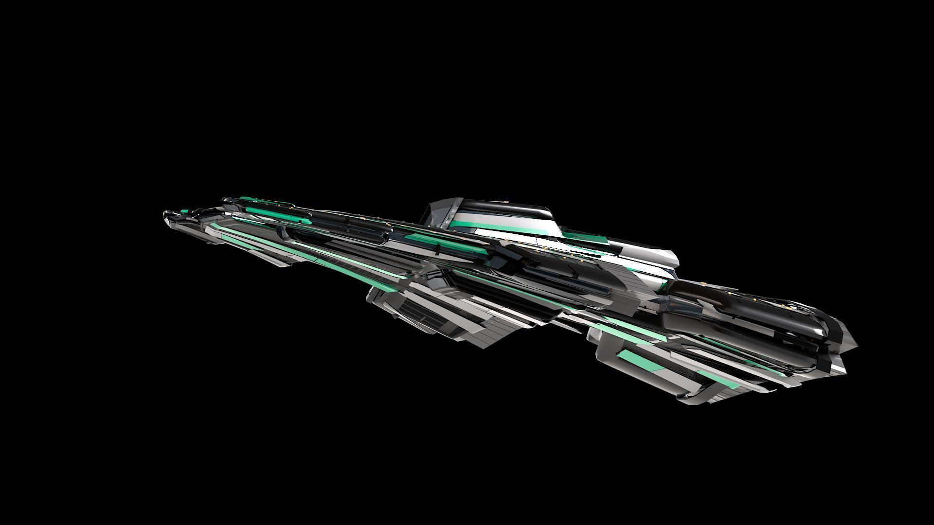Lowpoly Sci-Fi Spaceship Sci fi Space Craft 33 Low-poly 3D model_7