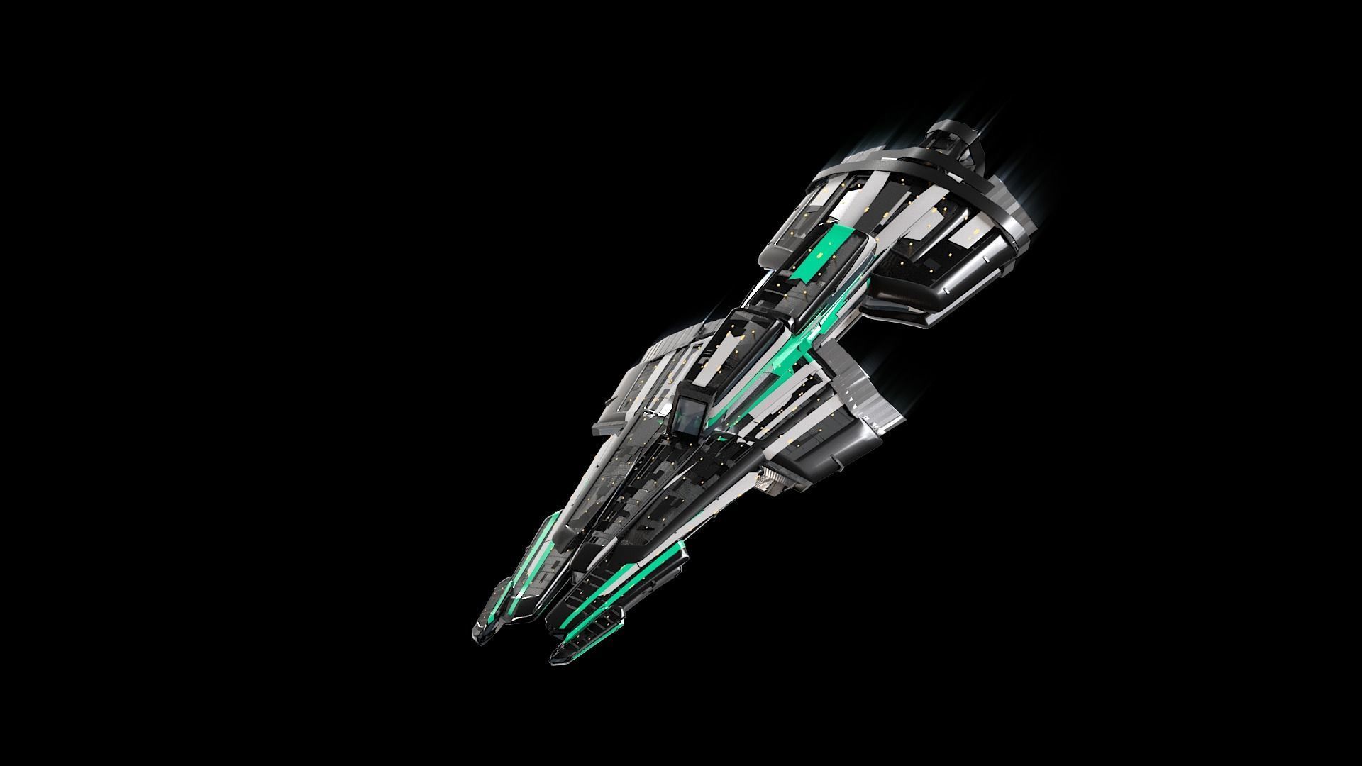 Lowpoly Sci-Fi Spaceship Sci fi Space Craft 33 Low-poly 3D model_5