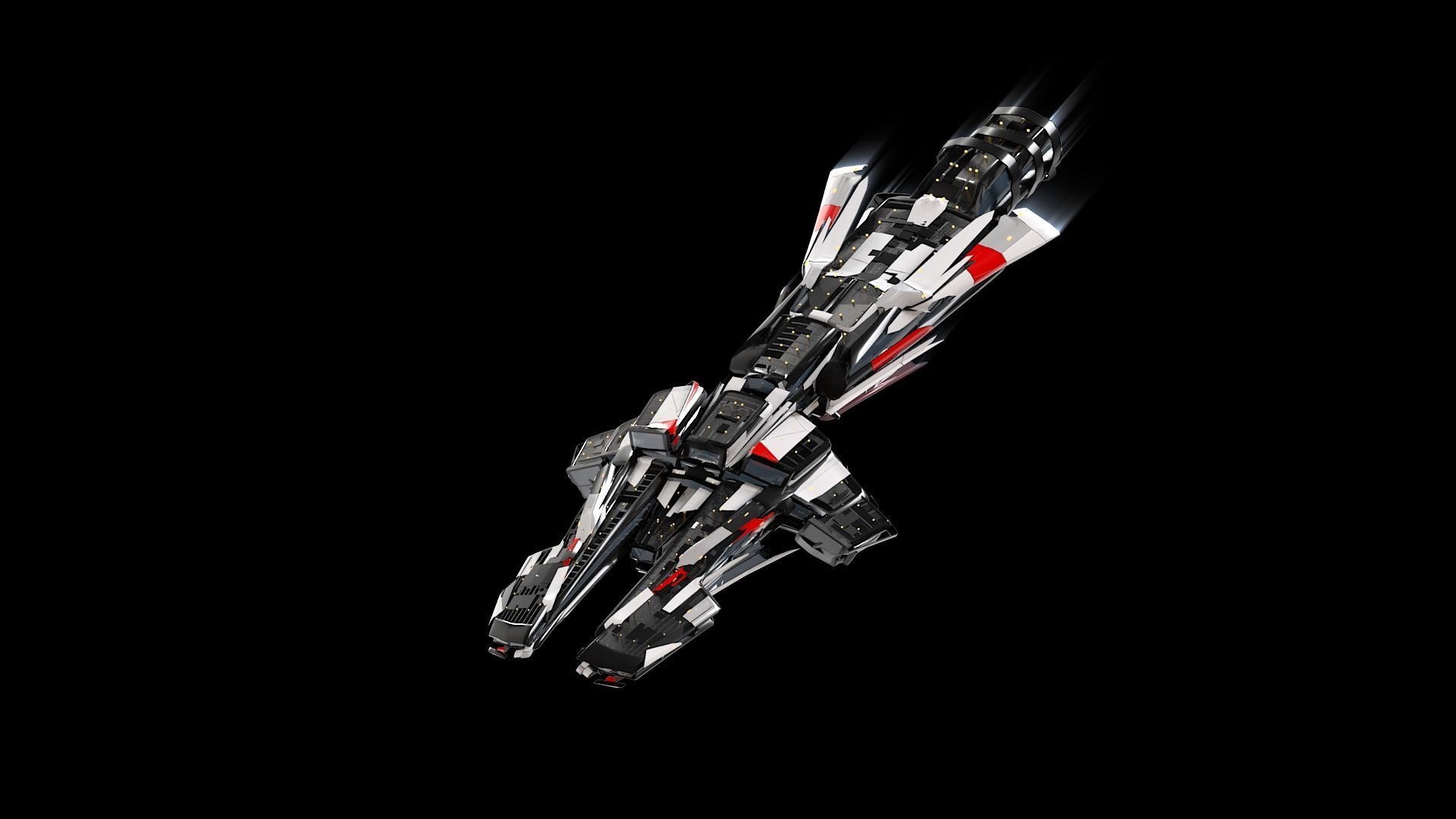 Lowpoly Sci-Fi Spaceship Sci fi Space Craft 32 Low-poly 3D model_5