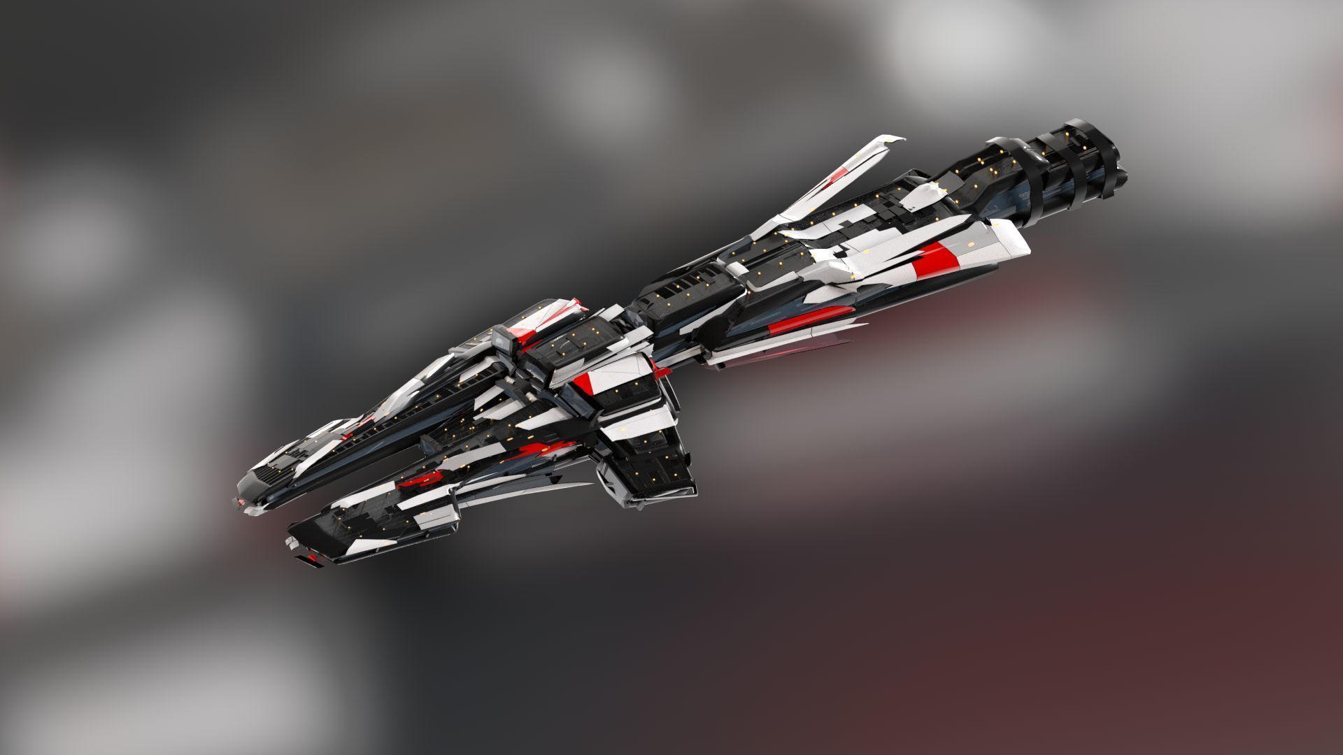 Lowpoly Sci-Fi Spaceship Sci fi Space Craft 32 Low-poly 3D model_6