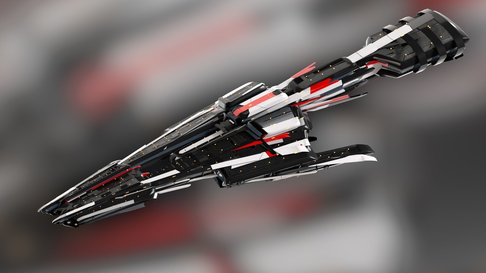 Lowpoly Sci-Fi Spaceship Sci fi Space Craft 25 Low-poly 3D model_6