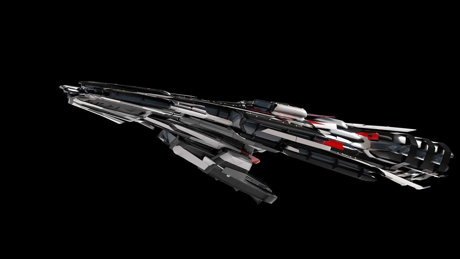 Lowpoly Sci-Fi Spaceship Sci fi Space Craft 25 Low-poly 3D model_7