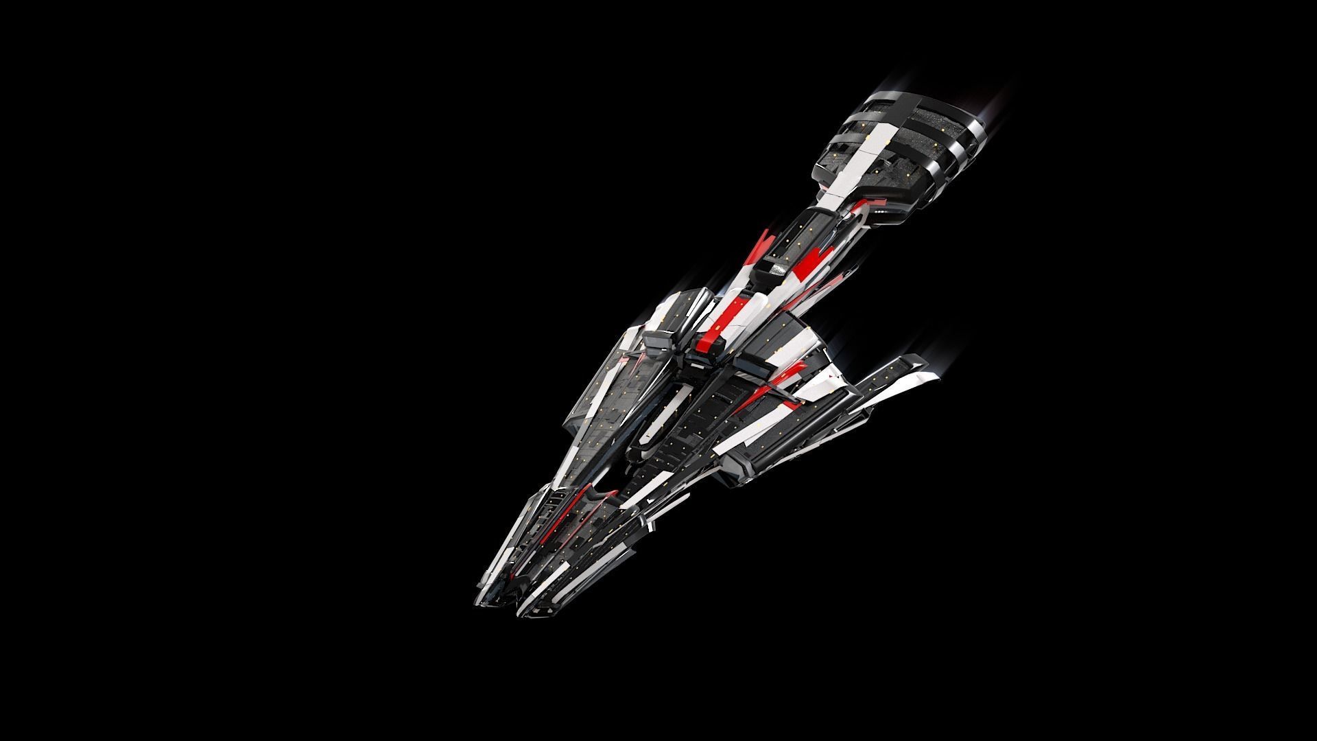 Lowpoly Sci-Fi Spaceship Sci fi Space Craft 25 Low-poly 3D model_5