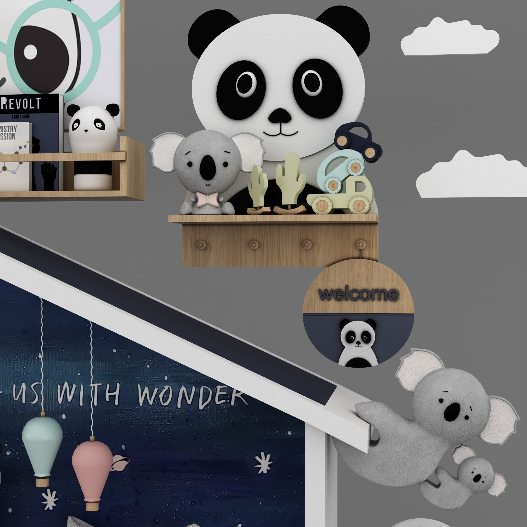 toys and furniture set  Low-poly 3D model_3