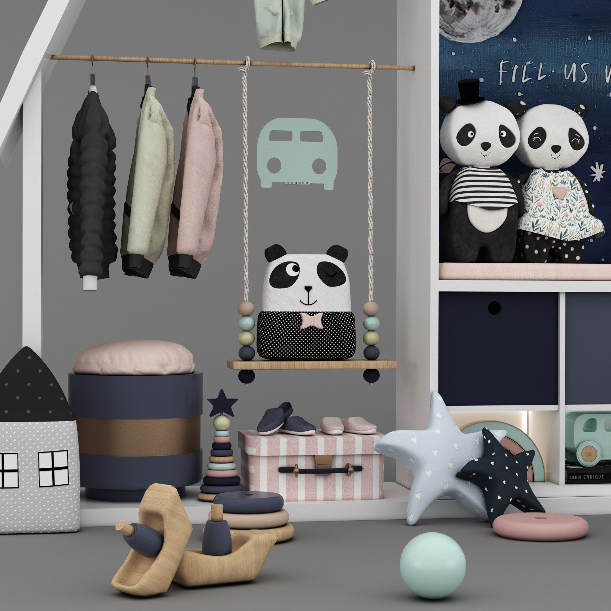 toys and furniture set  Low-poly 3D model_1