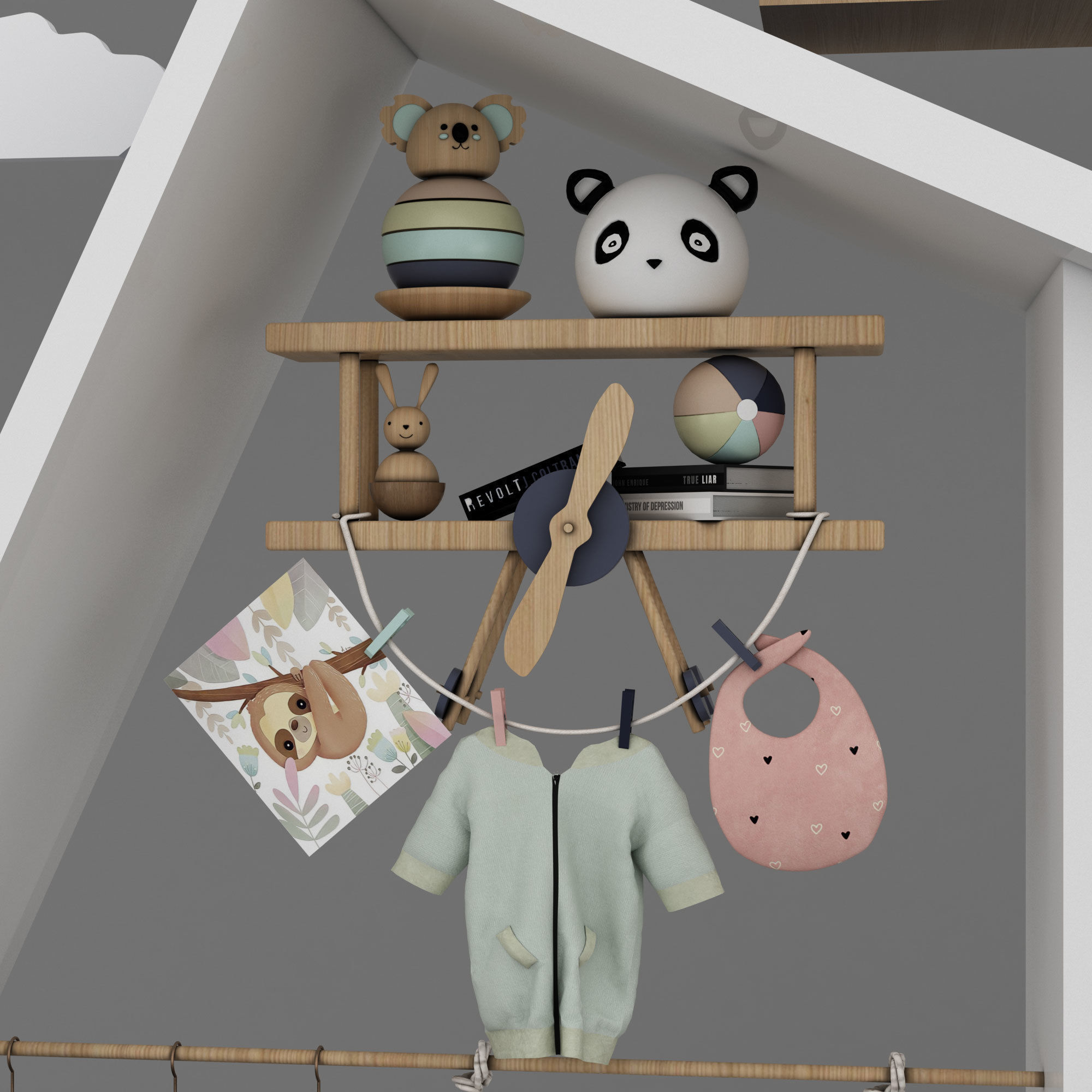 toys and furniture set  Low-poly 3D model_4