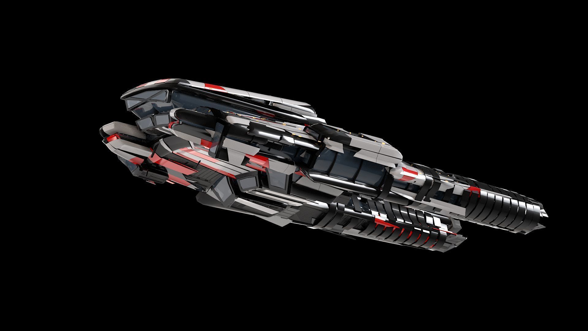 Lowpoly Sci-Fi Spaceship Sci fi Space Craft 20 Low-poly 3D model_7