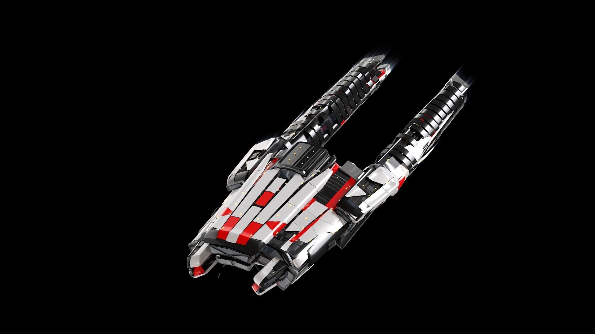 Lowpoly Sci-Fi Spaceship Sci fi Space Craft 20 Low-poly 3D model_5