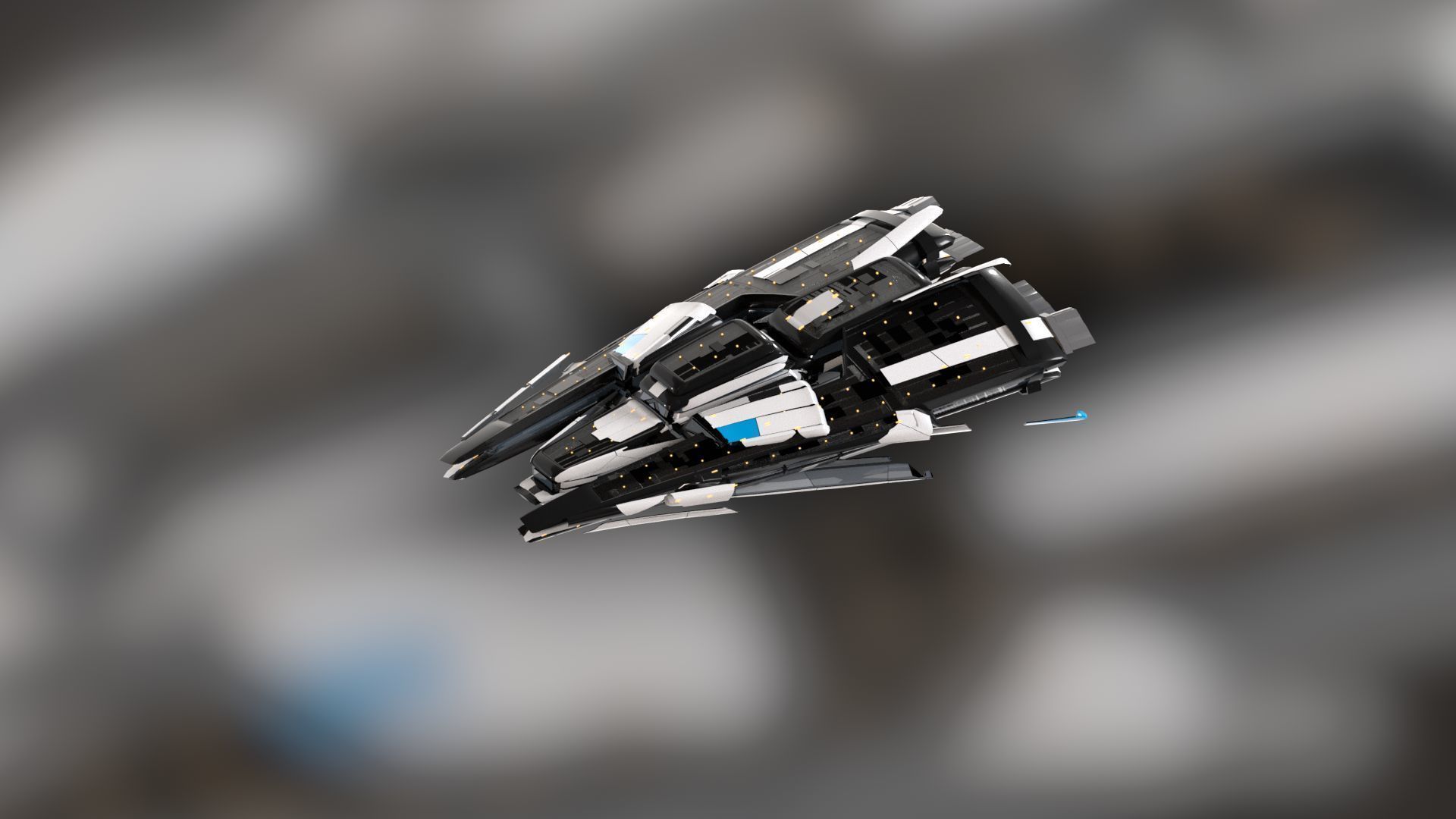 Lowpoly Sci-Fi Spaceship Sci fi Space Craft 14 Low-poly 3D model_6