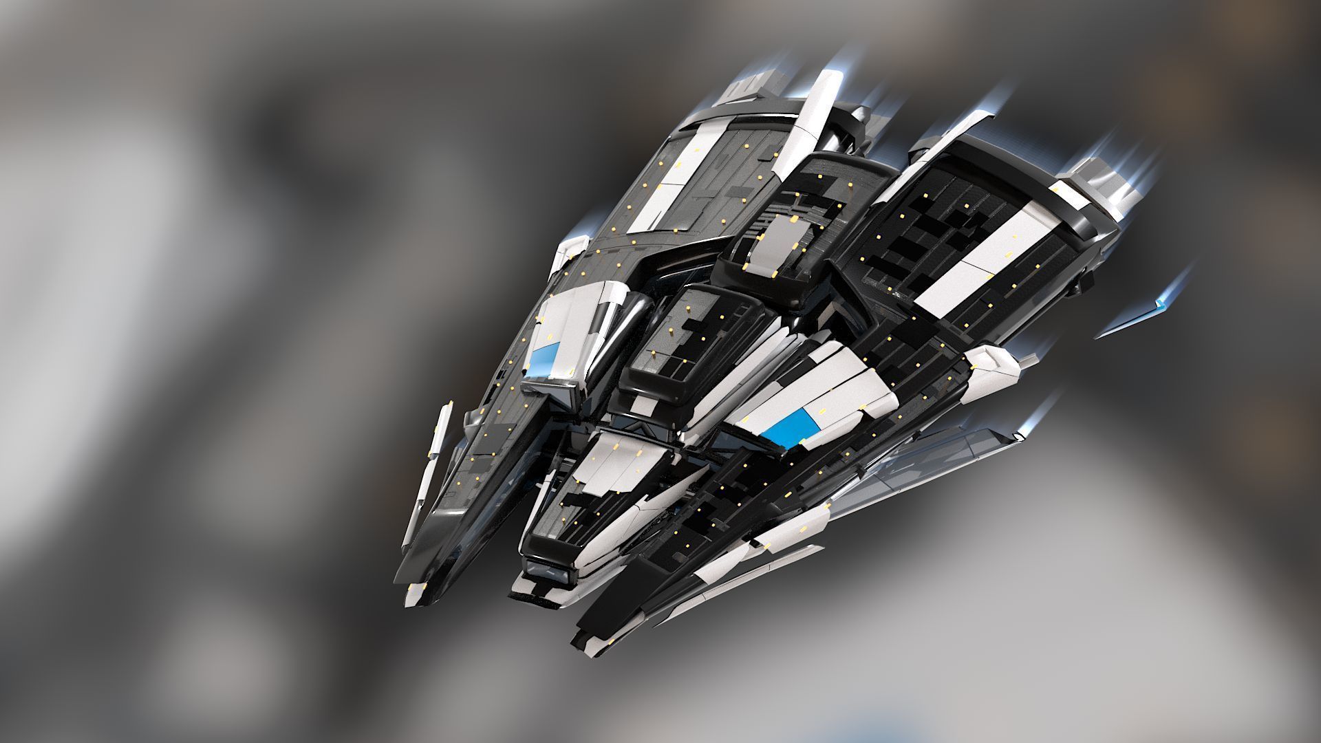 Lowpoly Sci-Fi Spaceship Sci fi Space Craft 14 Low-poly 3D model_1