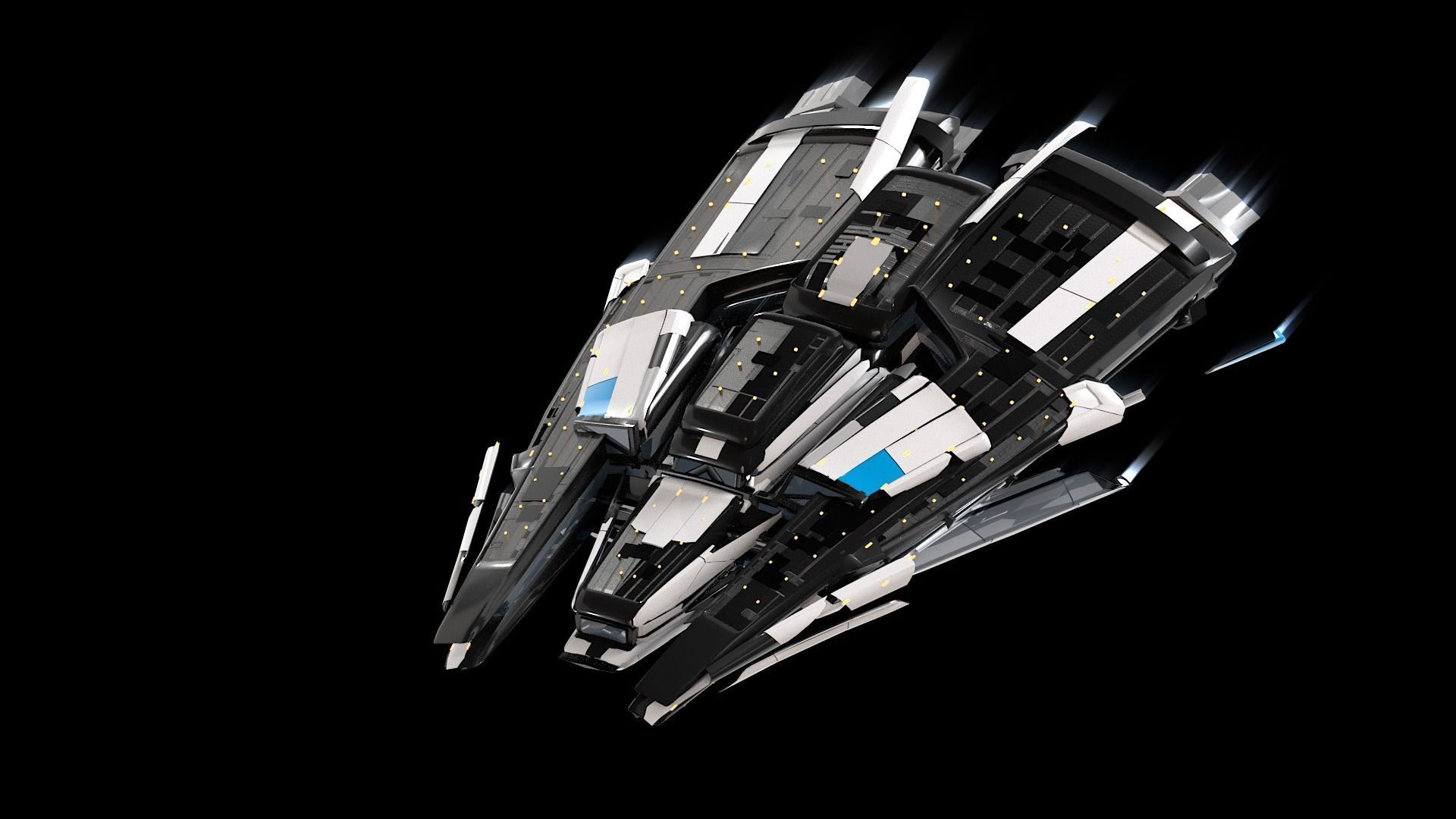 Lowpoly Sci-Fi Spaceship Sci fi Space Craft 14 Low-poly 3D model_5