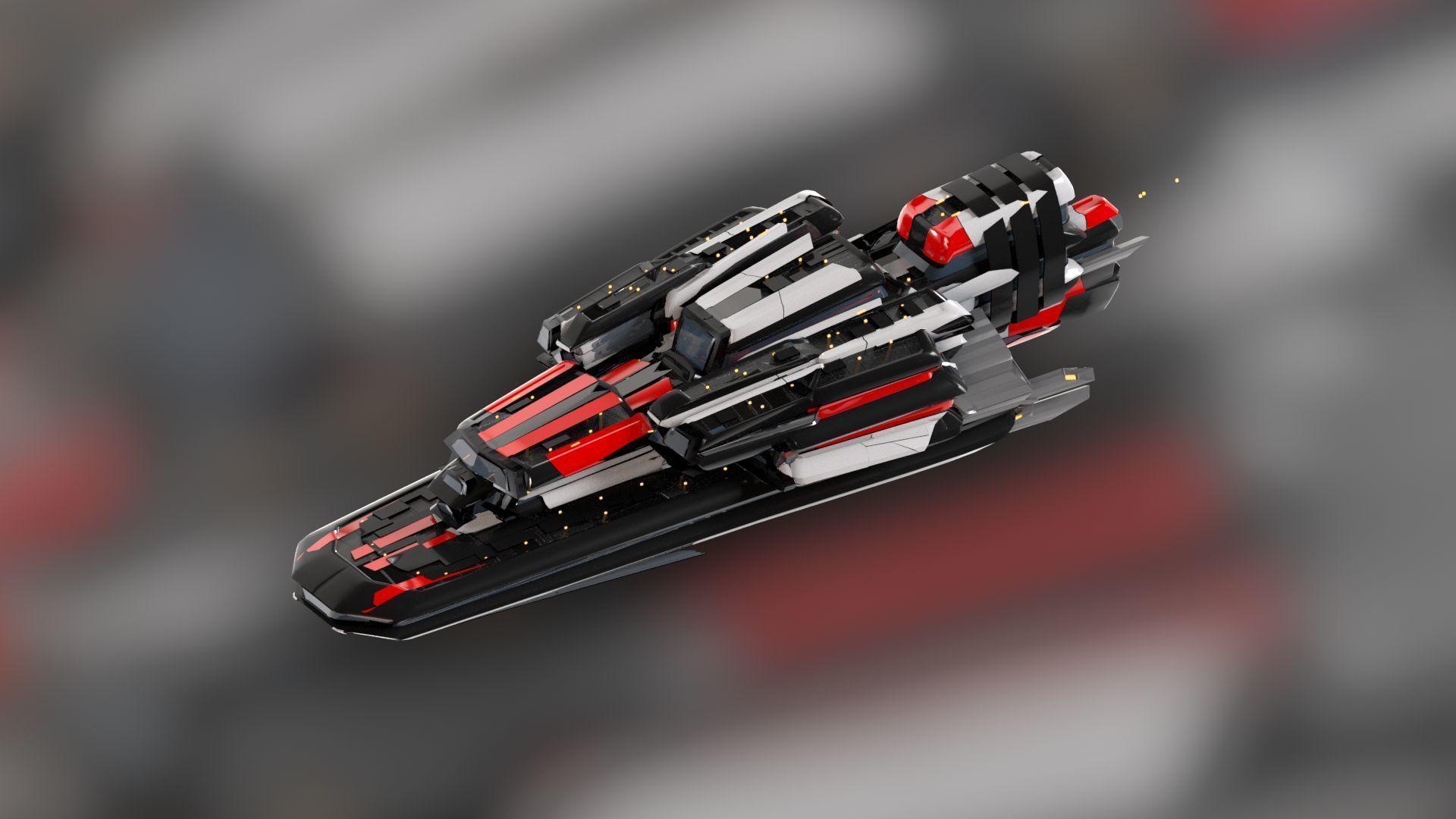 Lowpoly Sci-Fi Spaceship Sci fi Space Craft 13 Low-poly 3D model_6