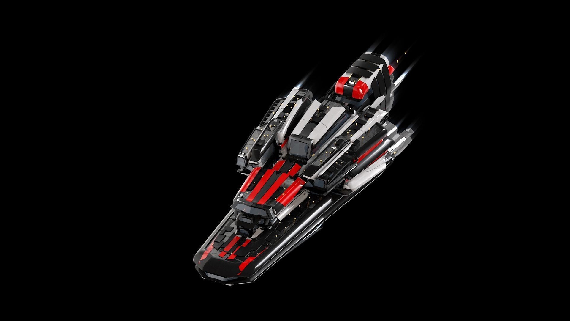 Lowpoly Sci-Fi Spaceship Sci fi Space Craft 13 Low-poly 3D model_5