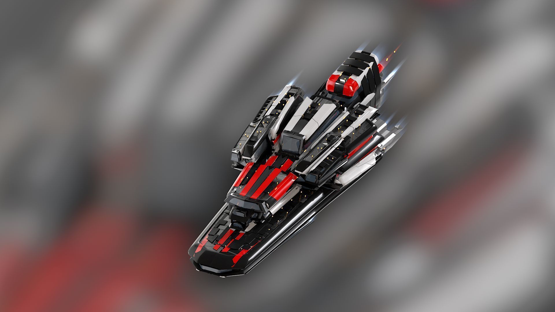 Lowpoly Sci-Fi Spaceship Sci fi Space Craft 13 Low-poly 3D model_1