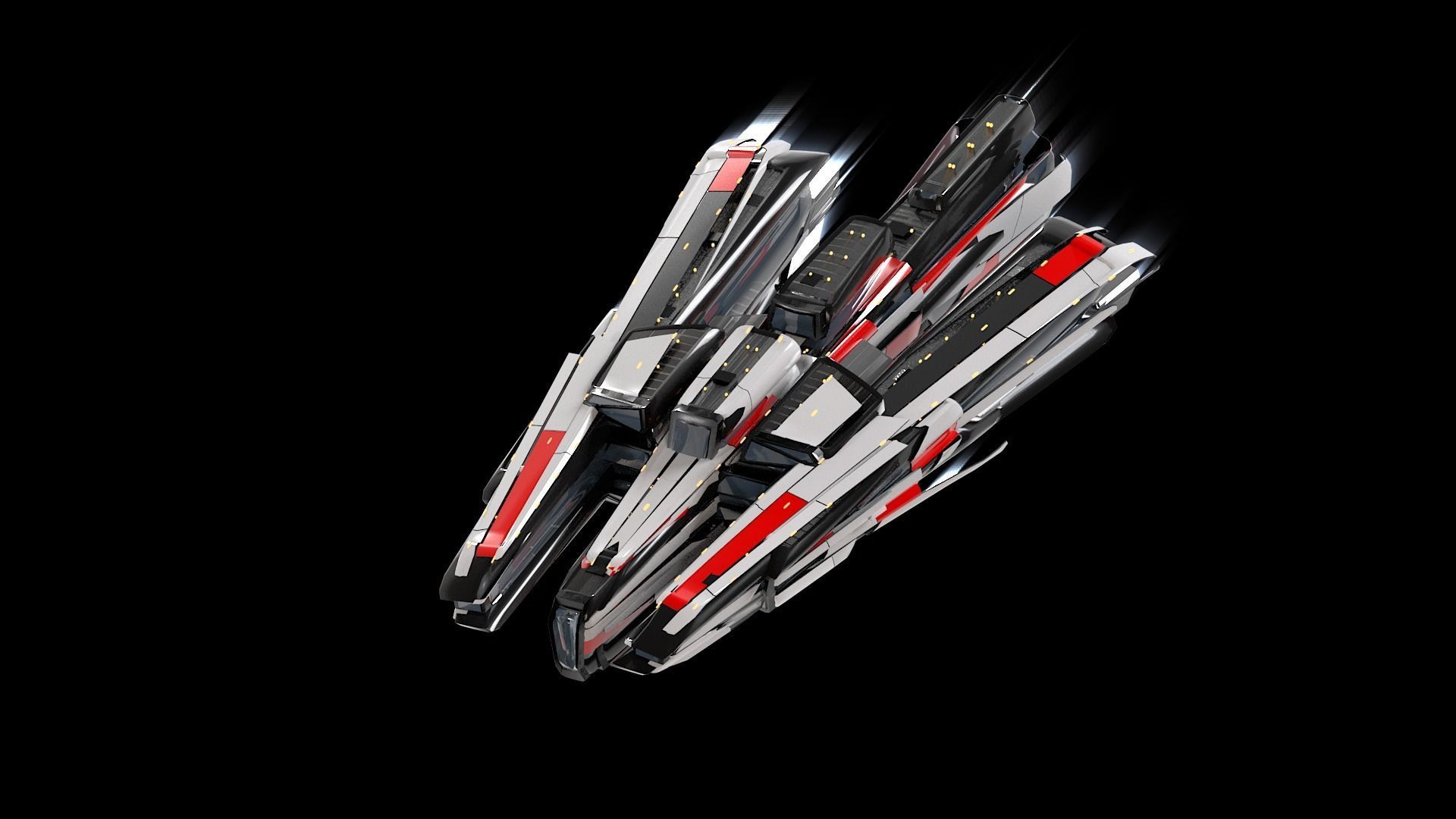 Lowpoly Sci-Fi Spaceship Sci fi Space Craft 9 Low-poly 3D model_5