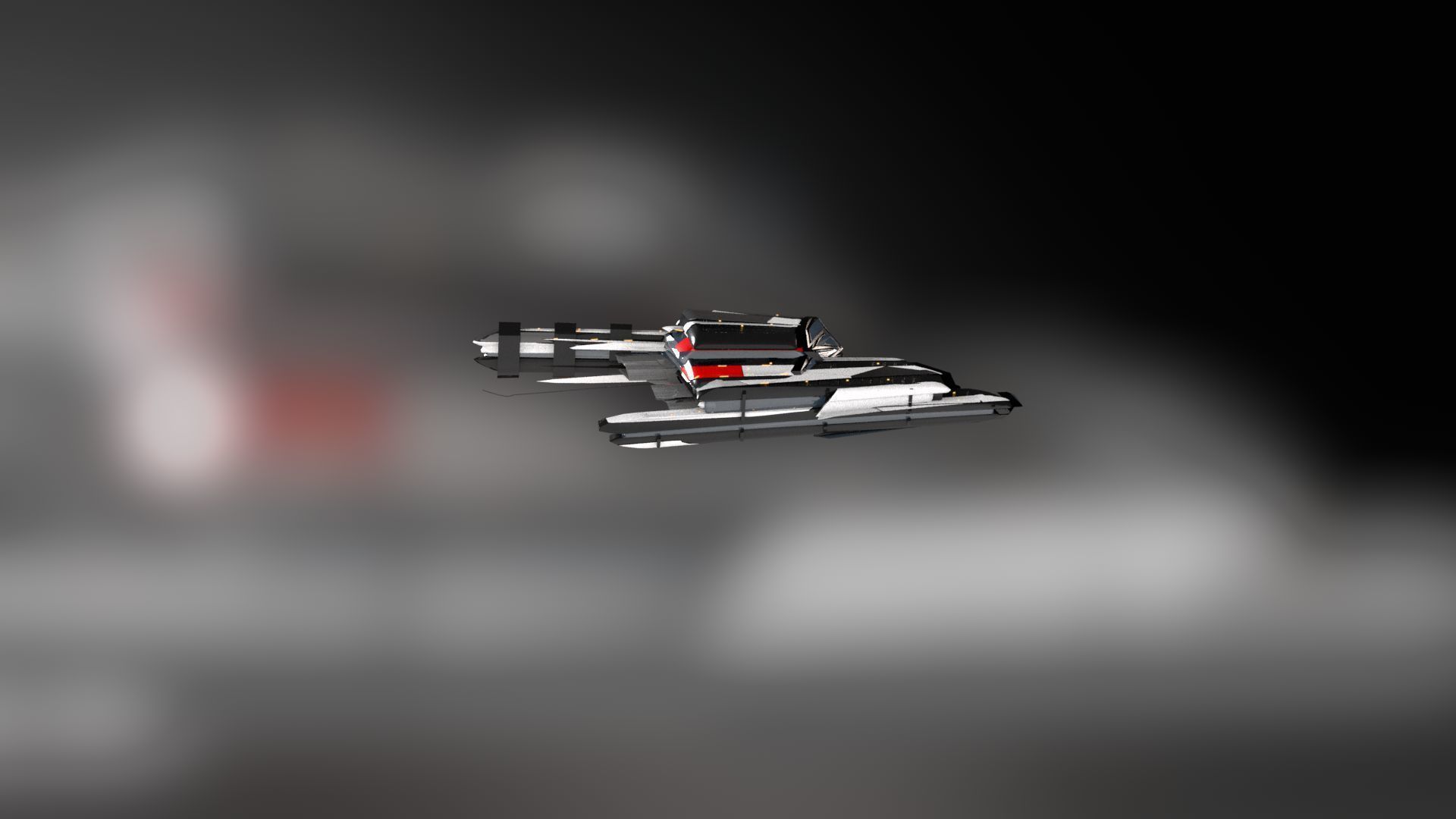 Lowpoly Sci-Fi Spaceship Sci fi AirCraft 5 Low-poly 3D model_2