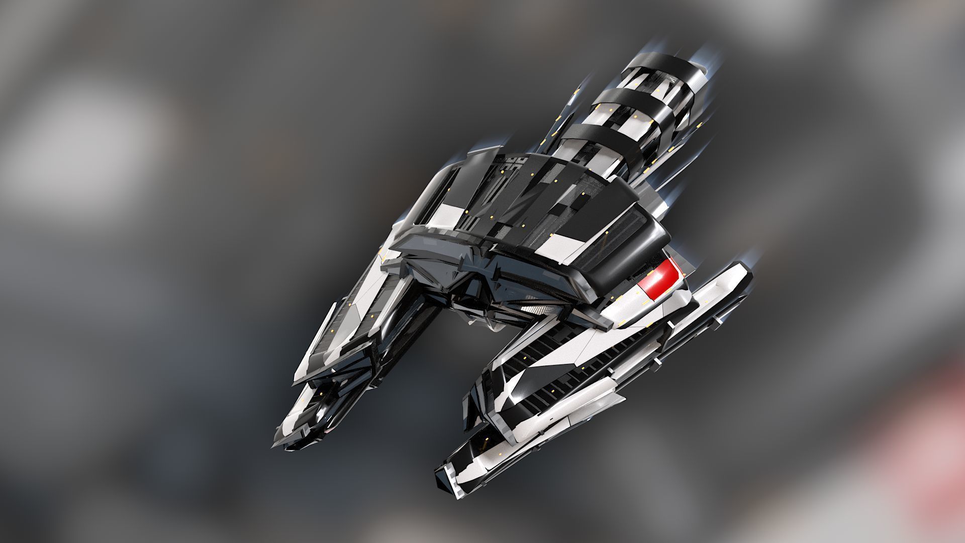 Lowpoly Sci-Fi Spaceship Sci fi AirCraft 5 Low-poly 3D model_1