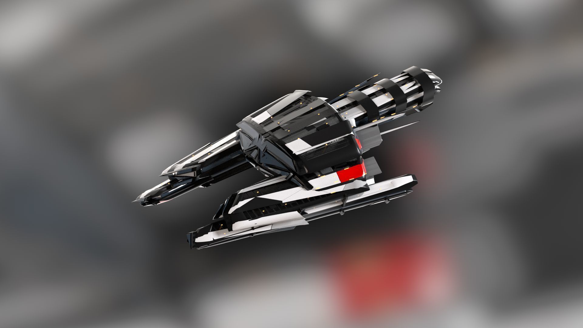 Lowpoly Sci-Fi Spaceship Sci fi AirCraft 5 Low-poly 3D model_6