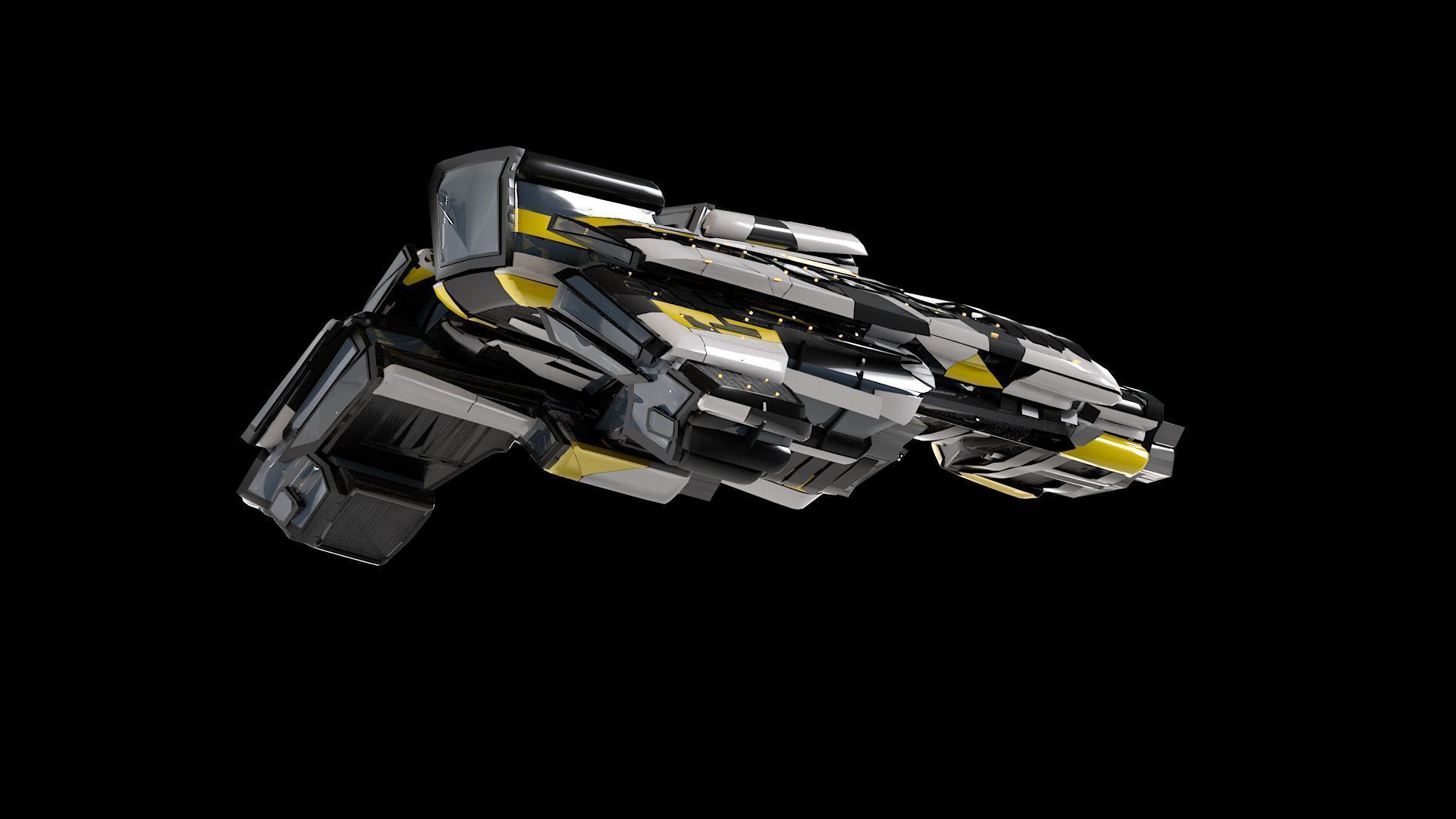 Lowpoly Sci-Fi Spaceship Sci fi Space Craft 3 Low-poly 3D model_7