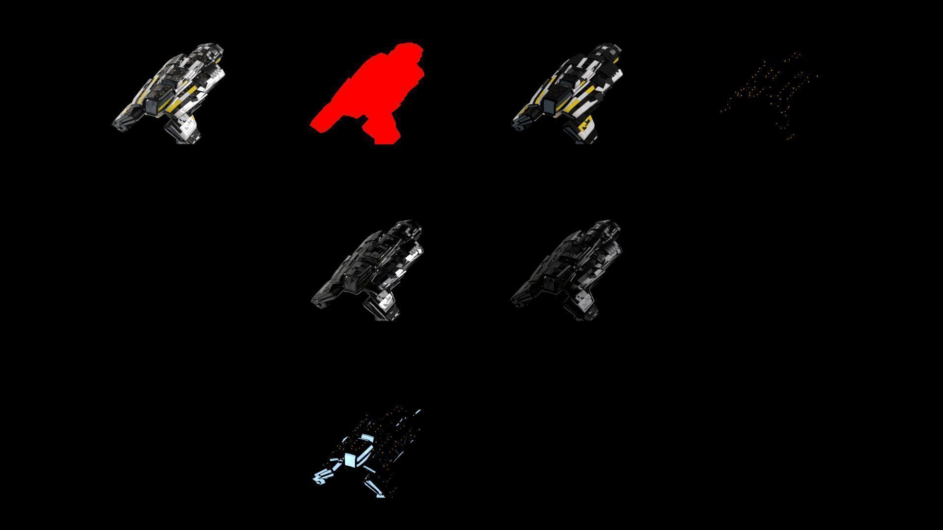 Lowpoly Sci-Fi Spaceship Sci fi Space Craft 3 Low-poly 3D model_4