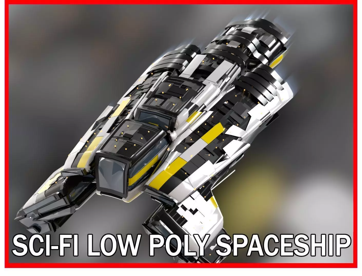 Lowpoly Sci-Fi Spaceship Sci fi Space Craft 3 Low-poly 3D model_0