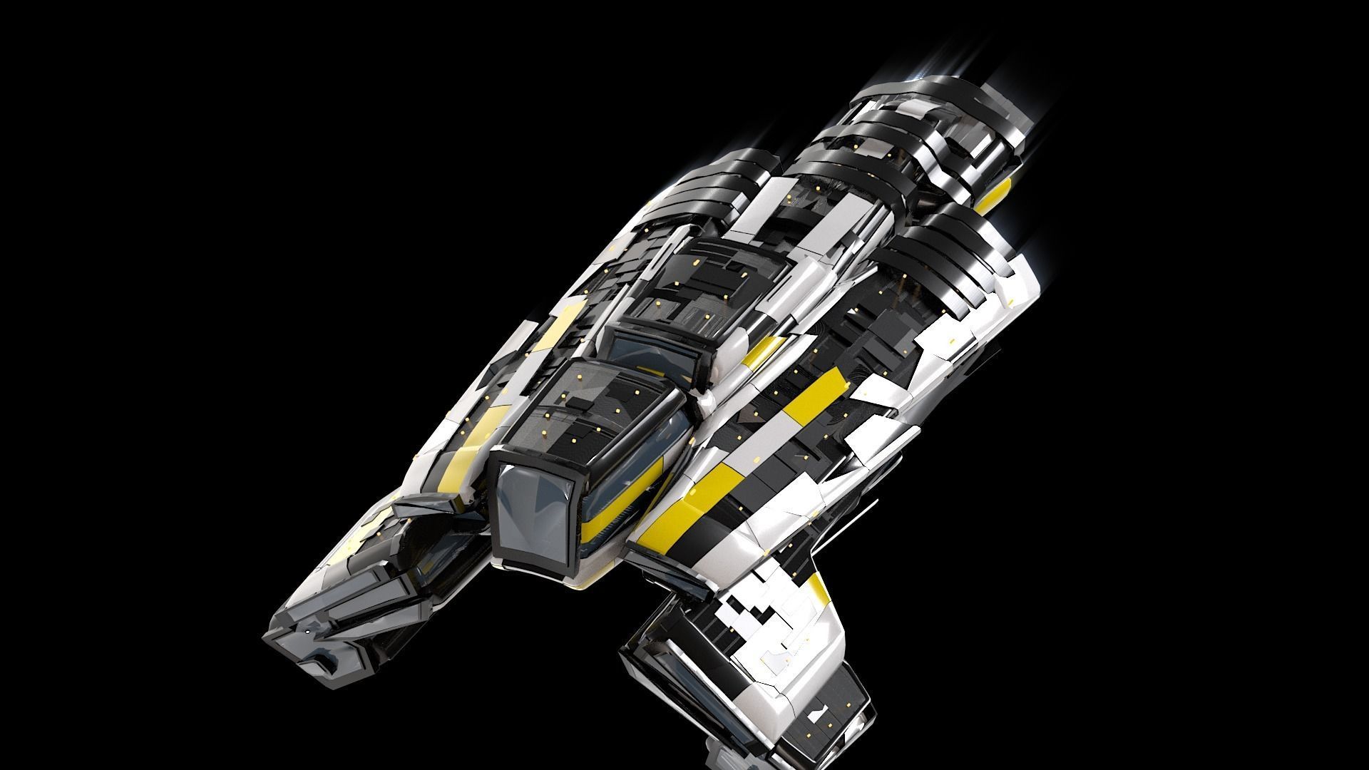 Lowpoly Sci-Fi Spaceship Sci fi Space Craft 3 Low-poly 3D model_5
