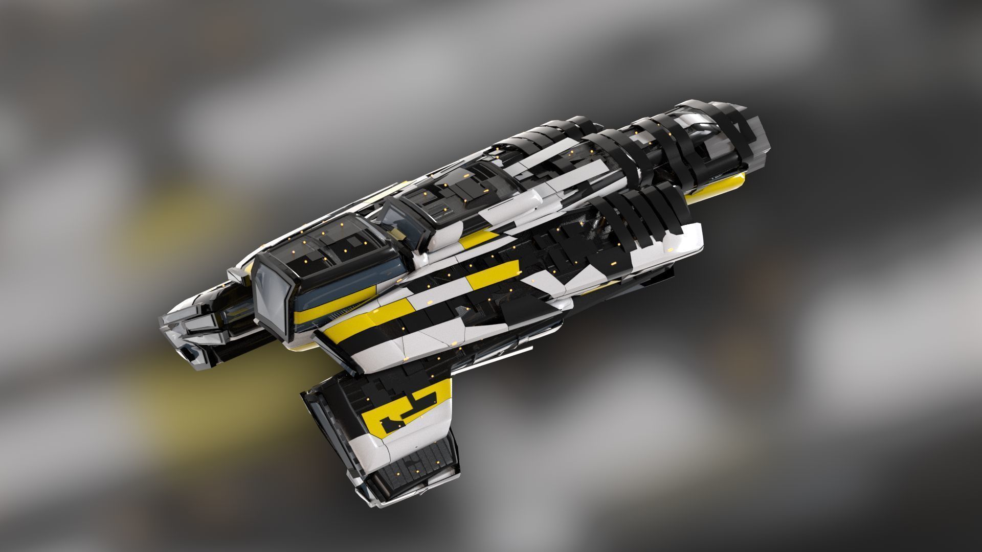 Lowpoly Sci-Fi Spaceship Sci fi Space Craft 3 Low-poly 3D model_6