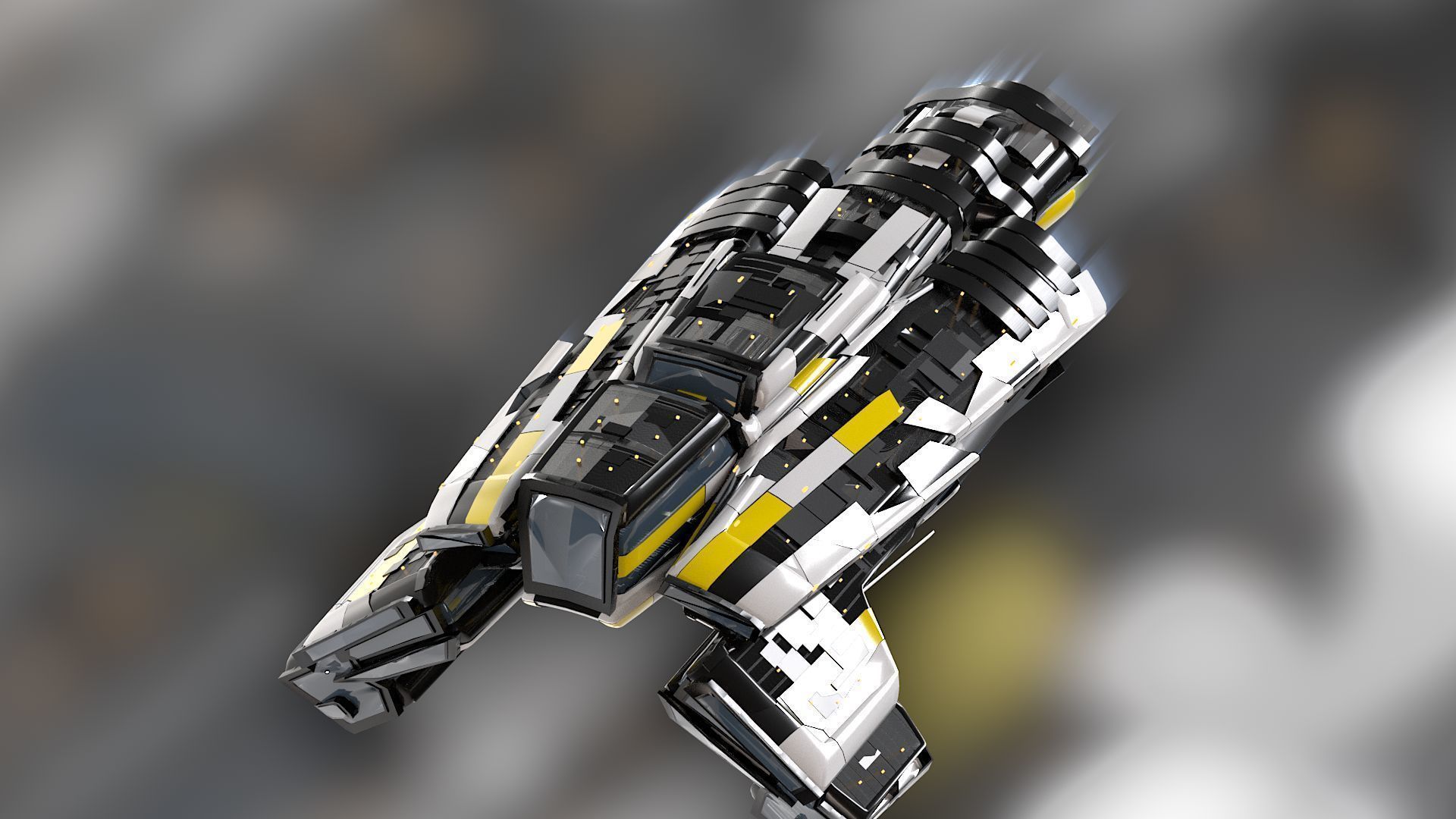 Lowpoly Sci-Fi Spaceship Sci fi Space Craft 3 Low-poly 3D model_1