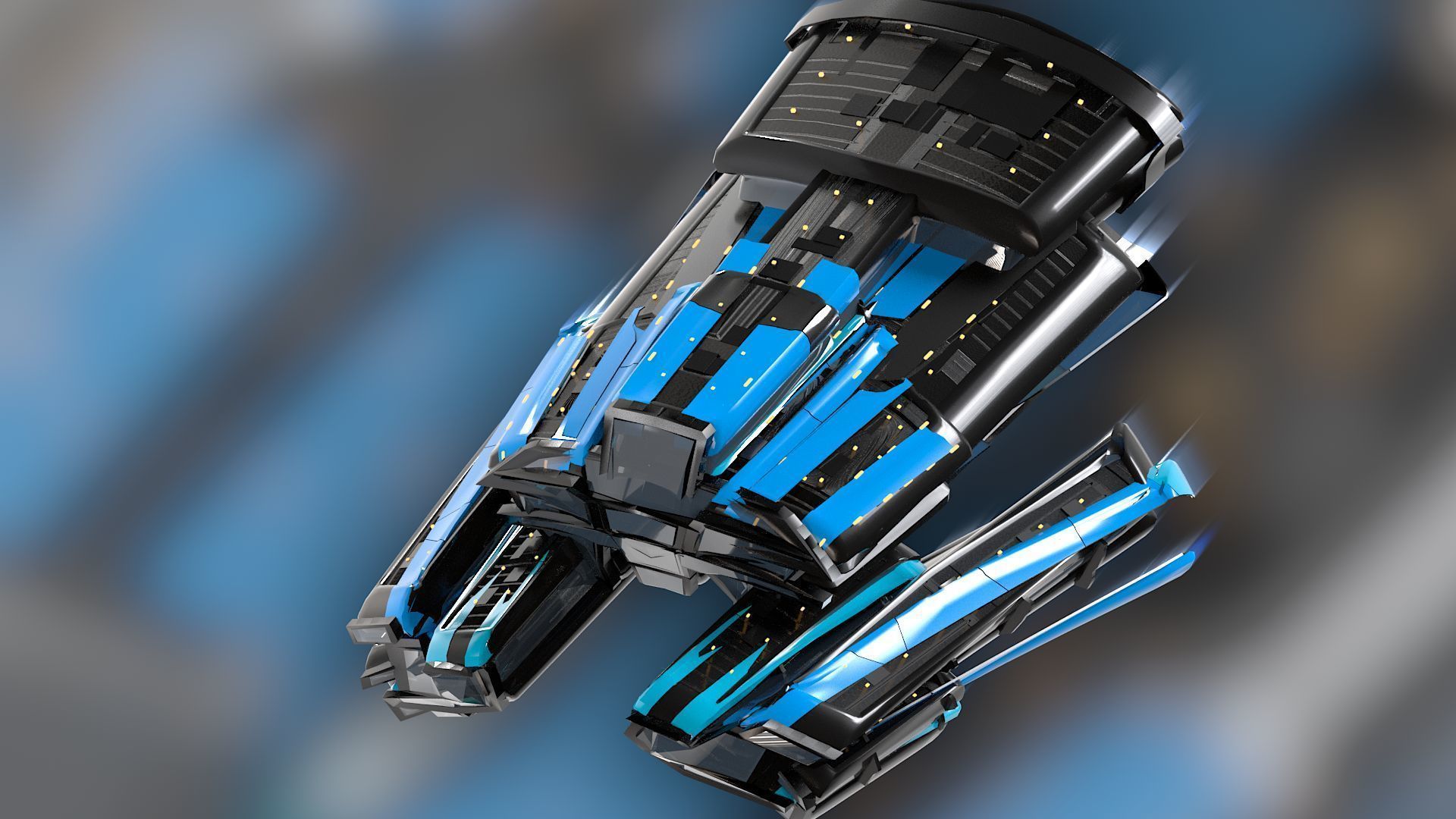 Lowpoly Sci-Fi Spaceship Sci fi Space Craft 1 Low-poly 3D model_1