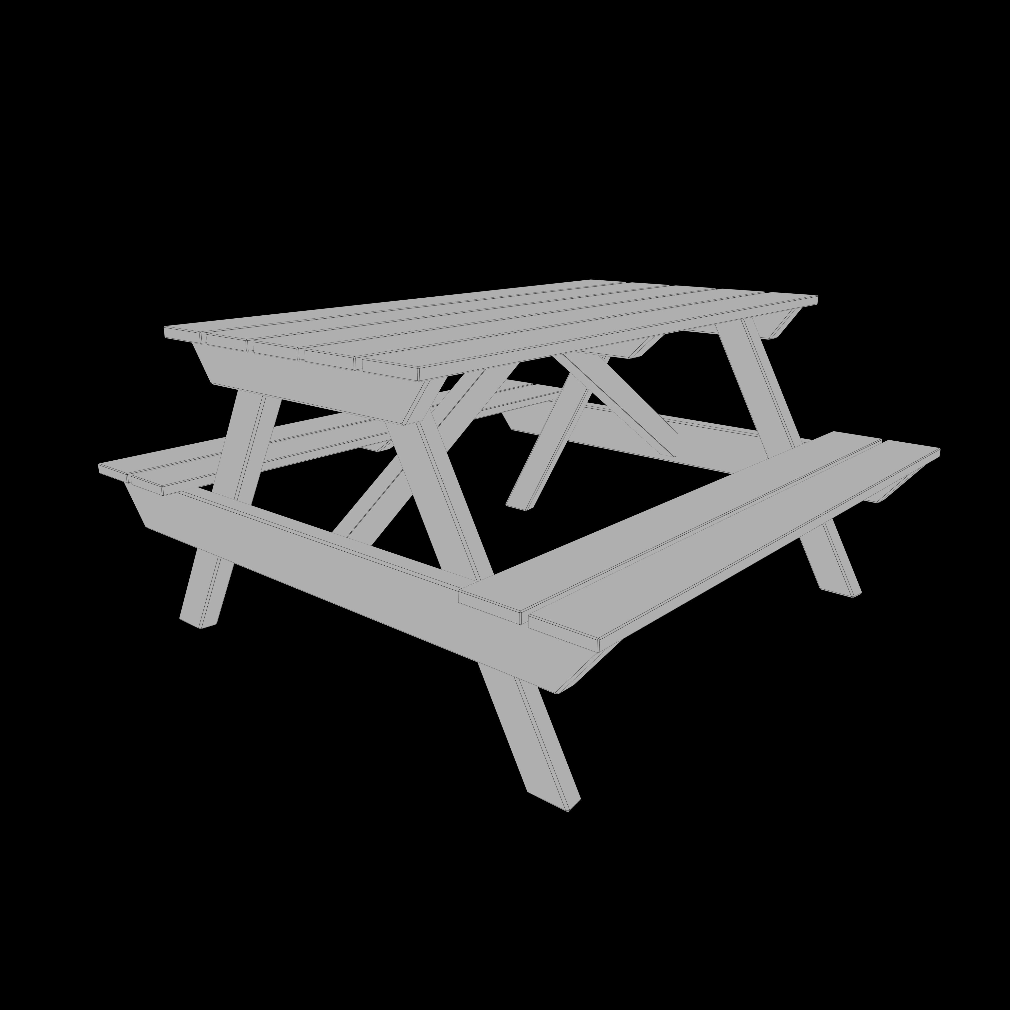 Outdoor table Low-poly 3D model_6