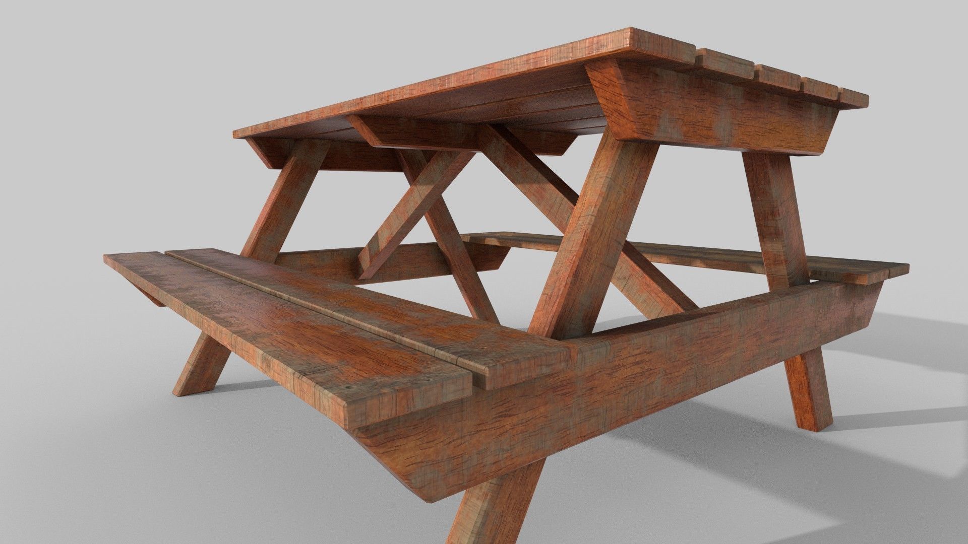 Outdoor table Low-poly 3D model_4